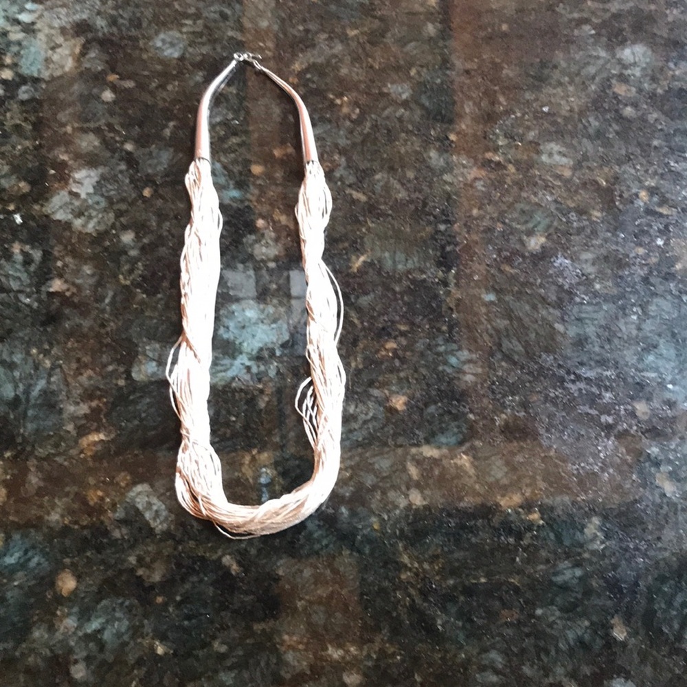 Sterling silver multi strand Native American liquid silver necklace